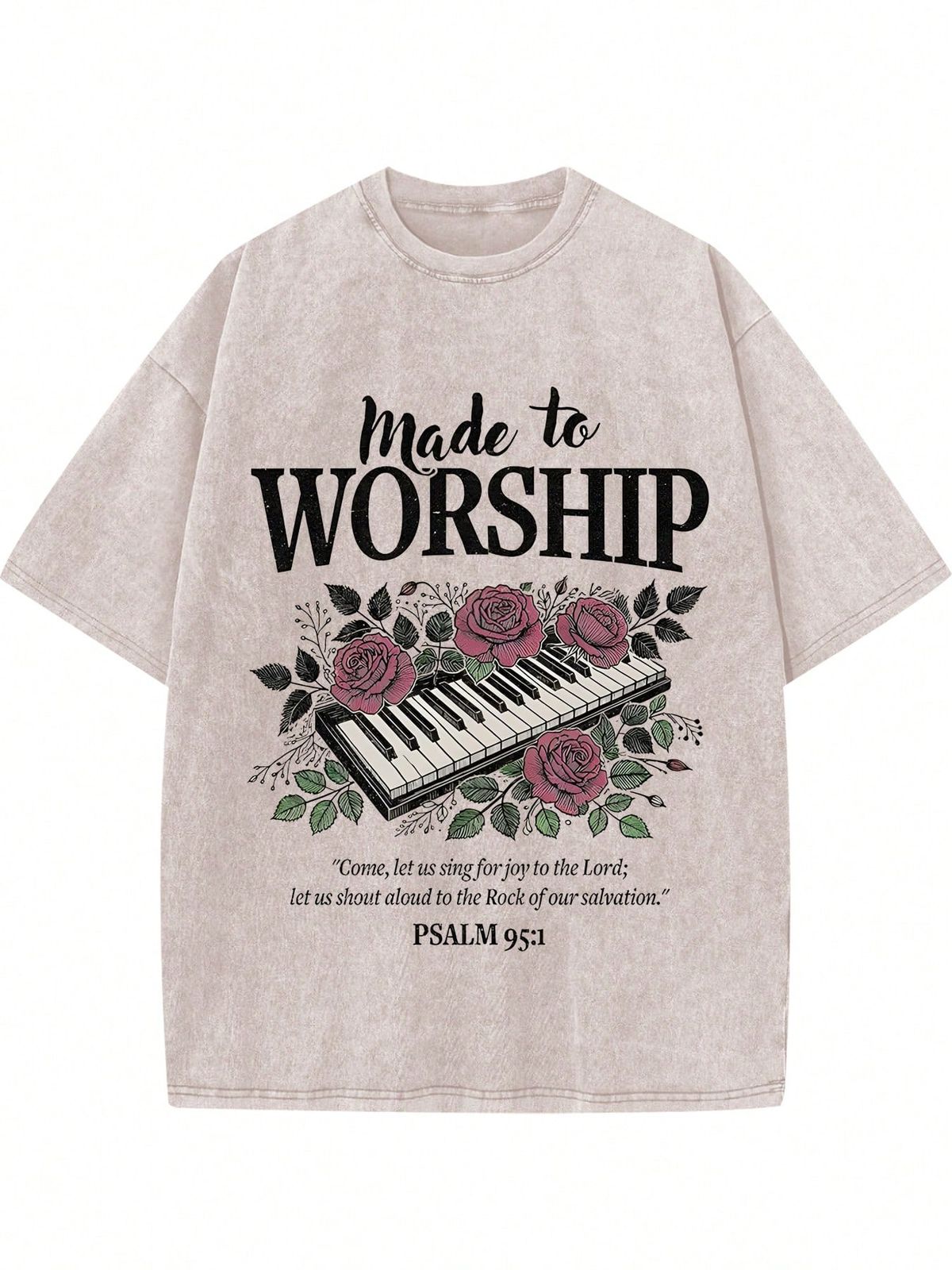 Made to Worship Beige Graphic T-Shirt - Image 1